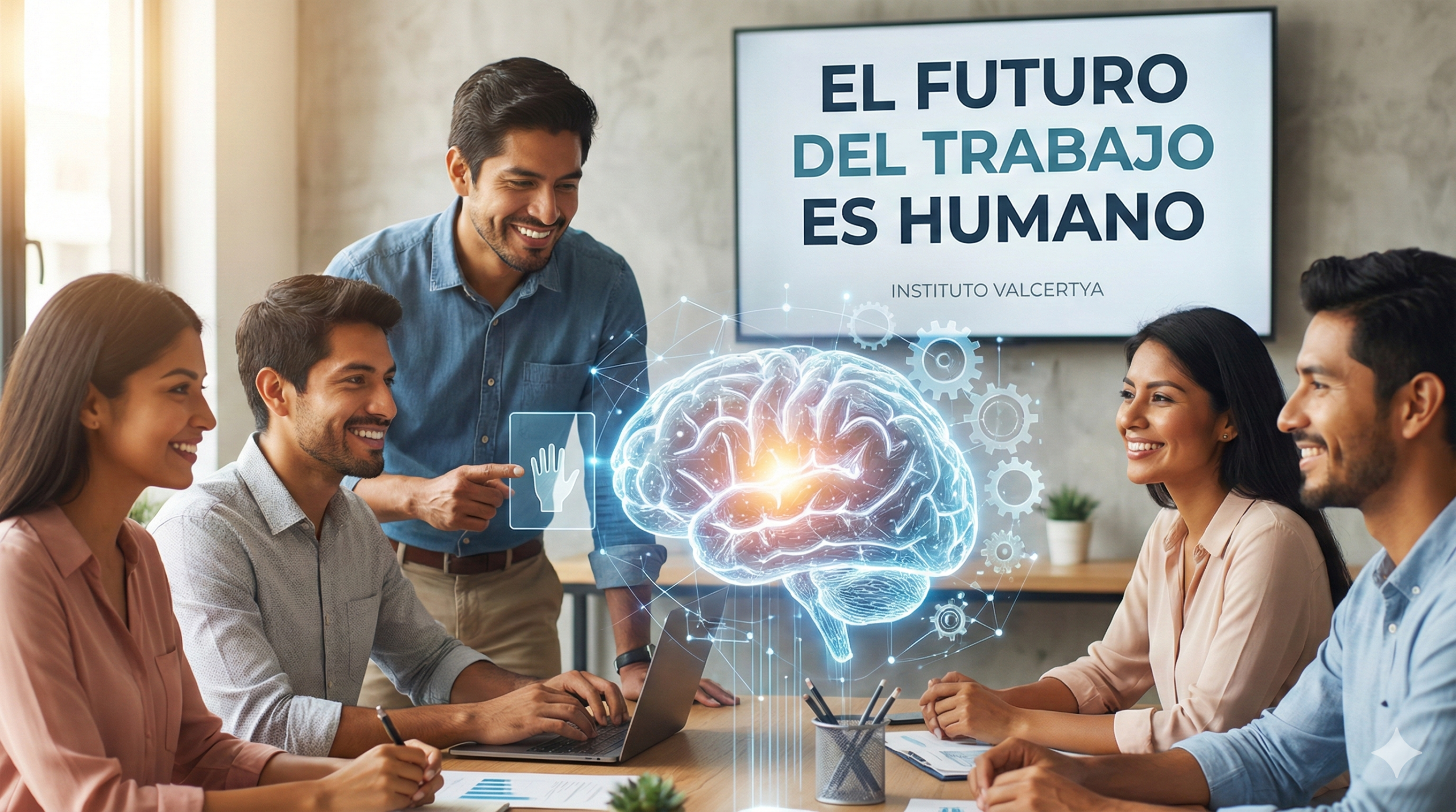 Profesionales colaborando con tecnología avanzada